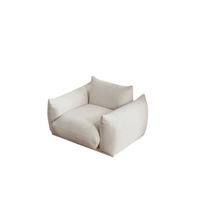 Isabella Modern 3 Seater Sofa – Bouclé or Velvet Upholstery, Contemporary Living Room Couch in Off White & Blue, Fully Assembled Large Sofa