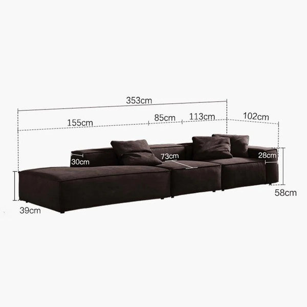 Hee Nordic Suede Sofa – Modern Two & Three Seater & Corner Sofa Set, Contemporary Living Room Couch with High-Density Sponge Cushioning, Brown Finish, Minimalist Design - My Store