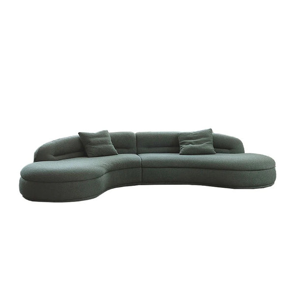 Yannik Four Seater Curved Sofa – Snowflake Velvet Upholstery, Modern Contemporary Lounge Sofa with High-Resilience Sponge Cushioning, Elegant Green Living Room Sofa