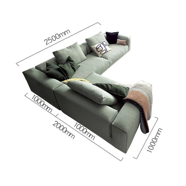 Goswell Green Linen Three Seater Corner Sofa with Painted Steel Frame – Modern Contemporary Living Room Sofa, Spacious Comfort Seating - My Store