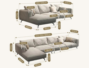 NR23 3,4-Seater Corner Sofa – Leathaire L-Shape Sectional Couch, Modern Contemporary Sofa Set with Soft Upholstery – Greige (Made-to-Order Colours Available)