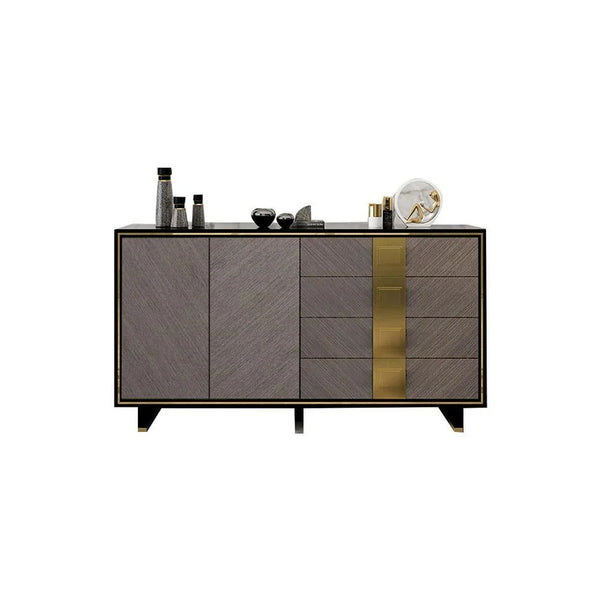 IS82 Large Sideboard Cabinet Grey & Gold Modern Storage Unit with Doors & Shelves - My Store
