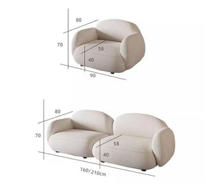 Caden Cloud 2 Seater Sofa – White Bouclé Upholstered Modern Cloud Couch with High-Density Foam | Contemporary Living Room Loveseat Sofa - My Store