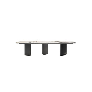 Nala Large Dining Table with Black Legs | Sintered Stone Marble Effect Top | Modern Contemporary Dining Table for 6–8 Seats | Steel Frame Dining Table