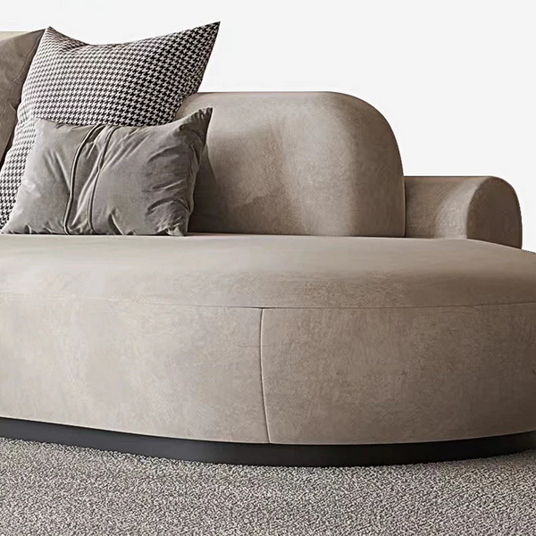 Cosima Grey Curved Velvet Four Seater Sofa | Modern Long Curved Lounge Sofa with Stainless Steel Base | Contemporary Luxury Living Room Couch