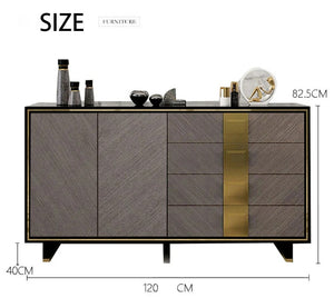 IS82 Large Sideboard Cabinet Grey & Gold Modern Storage Unit with Doors & Shelves - My Store