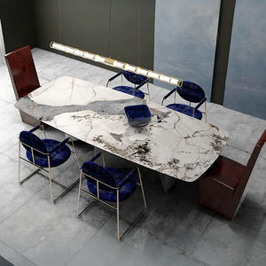 Nala Large Dining Table with Black Legs | Sintered Stone Marble Effect Top | Modern Contemporary Dining Table for 6–8 Seats | Steel Frame Dining Table