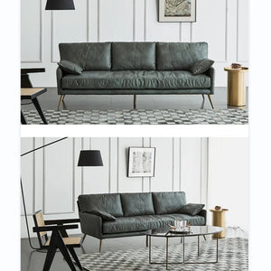 Luna 3-Seater Real Leather Sofa (208 cm)– Modern Contemporary Corner Style Couch with High Density Foam & Steel Frame – Comfortable Living Room Seating (Green, Brown, Grey) - My Store