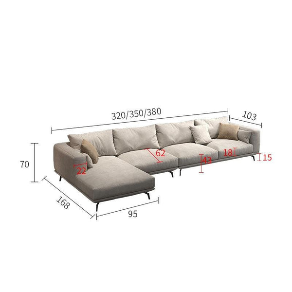 NR23 3-Seater Corner Sofa (260 cm)– Leathaire L-Shape Sectional Couch, Modern Contemporary Sofa Set with Soft Upholstery – Greige (Made-to-Order Colours Available) - My Store