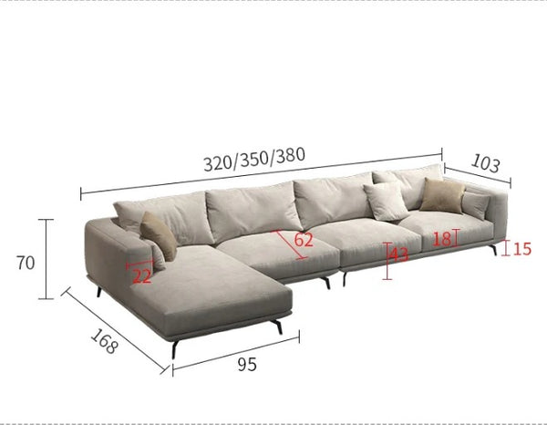 NR23 Four Seater Corner Sofa – Contemporary Leathaire L-Shape Sectional Sofa for Living Room | Modern Comfort Couch with Sturdy Legs | Optional Colours