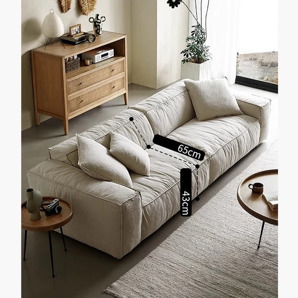 Jerome 3 Seater Modular Sofa in Cotton Linen Fabric – Contemporary Modern Upholstered Living Room Couch, Off White - My Store