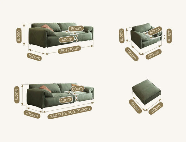 Simon S20 4 Seater Velvet Sofa – Modern Large Living Room Couch | Premium Upholstered Fabric Sofa with High-Density Sponge Comfort | Contemporary Home Seating (Green, Khaki, Mocha, Yellow) 330 cm - My Store