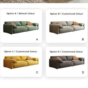 Simon S20 4 Seater Velvet Sofa – Modern Large Living Room Couch | Premium Upholstered Fabric Sofa with High-Density Sponge Comfort | Contemporary Home Seating (Green, Khaki, Mocha, Yellow) 330 cm - My Store