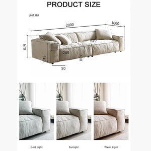 Jerome 3 Seater Modular Sofa in Cotton Linen Fabric – Contemporary Modern Upholstered Living Room Couch, Off White - My Store