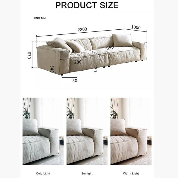 Jerome 3 Seater Modular Sofa in Cotton Linen Fabric – Contemporary Modern Upholstered Living Room Couch, Off White - My Store
