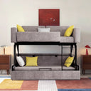 Pérez Two Seater Sofa Bed with Bunk Bed Function, Linen Upholstered Convertible Sofa Bed, Space Saving Pull-Out Sleeper Couch for Living Room & Guest Room