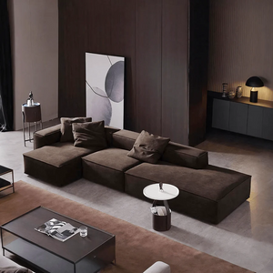 Hee Nordic Suede Sofa – Modern Two & Three Seater & Corner Sofa Set, Contemporary Living Room Couch with High-Density Sponge Cushioning, Brown Finish, Minimalist Design - My Store