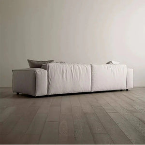 Jerome 4 Seater Modular Sofa in Cotton Linen Fabric – Contemporary Modern Upholstered Living Room Couch, Off White - My Store