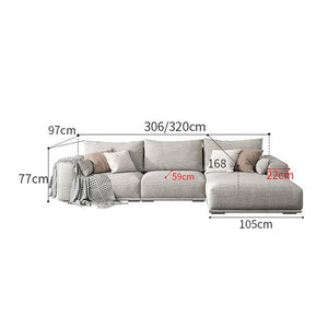 Frances 3-Seater Corner Sofa (306 cm) – Cotton Linen Upholstery, High Density Foam Comfort Couch, Modern Contemporary Living Room Sofa - My Store