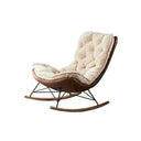 Phoebe Suede Rocking Chair – Contemporary Wooden Rocker with High-Density Cushioning, Solid Wood Frame & Steel Reinforcement – Comfortable Indoor Lounge Chair (Grey & Beige) - My Store