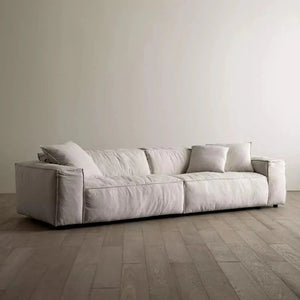 Jerome 3 Seater Modular Sofa in Cotton Linen Fabric – Contemporary Modern Upholstered Living Room Couch, Off White - My Store