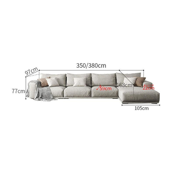 Frances 4-Seater Corner Sofa (350 cm)– Cotton Linen Upholstery, High Density Foam Comfort Couch, Modern Contemporary Living Room Sectional Sofa - My Store