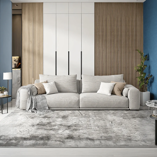 Frances Cotton Linen Two Seater Sofa – Contemporary Upholstered Loveseat with High Density Sponge Cushioning, Modern Living Room Couch in Grey - My Store