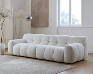 Cora Cloud Three Seater Boucle Sofa 282 cm – Modern Upholstered 3 Seater Couch with Soft Textured Fabric for Contemporary Living Rooms, White or Grey - My Store