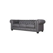 The Dorchester 3-Seater Sofa – Modern Contemporary PU Leather Upholstered Couch with Wooden Frame, Comfortable Living Room Seating (Grey, Black, Brown) - My Store