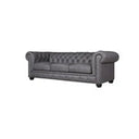 The Dorchester 3-Seater Sofa – Modern Contemporary PU Leather Upholstered Couch with Wooden Frame, Comfortable Living Room Seating (Grey, Black, Brown) - My Store