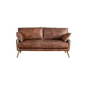 Luna 3-Seater Real Leather Sofa – Modern Contemporary Corner Style Couch with High Density Foam & Steel Frame – Comfortable Living Room Seating (Green, Brown, Grey)