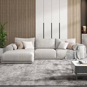 Frances 3-Seater Corner Sofa (306 cm) – Cotton Linen Upholstery, High Density Foam Comfort Couch, Modern Contemporary Living Room Sofa - My Store