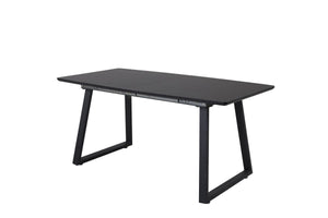 Inca Extendable Dining Table | Black MDF Top with Black Metal Legs, 160–200cm