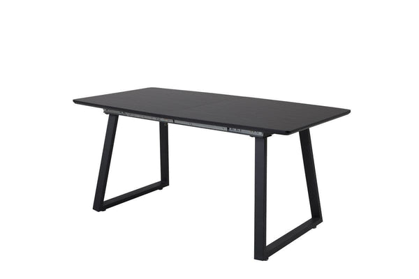 Inca Extendable Dining Table | Black MDF Top with Black Metal Legs, 160–200cm