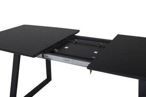 Inca Extendable Dining Table | Black MDF Top with Black Metal Legs, 160–200cm