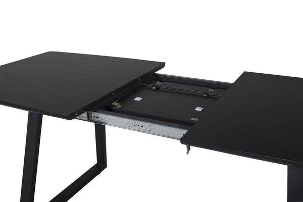 Inca Extendable Dining Table | Black MDF Top with Black Metal Legs, 160–200cm