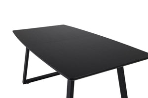 Inca Extendable Dining Table | Black MDF Top with Black Metal Legs, 160–200cm
