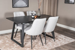 Inca Extendable Dining Table | Black MDF Top with Black Metal Legs, 160–200cm