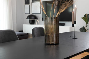 Inca Extendable Dining Table | Black MDF Top with Black Metal Legs, 160–200cm