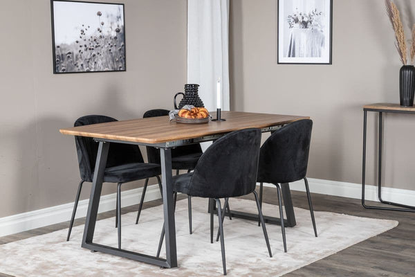 Inca Extendable Rectangular Dining Table | Oak MDF Top with Black Metal Legs, 160–200cm