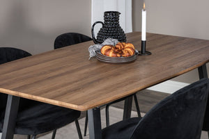 Inca Extendable Rectangular Dining Table | Oak MDF Top with Black Metal Legs, 160–200cm