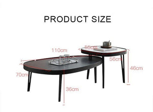 Inca Nesting Coffee Table Set | Sintered Stone Top with Painted Steel Frame | Modern Round Living Room Tables (Black & White) - Sleek Furniture