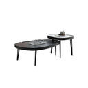 Inca Nesting Coffee Table Set | Sintered Stone Top with Painted Steel Frame | Modern Round Living Room Tables (Black & White) - Sleek Furniture