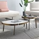 Inca Nesting Coffee Table Set | Sintered Stone Top with Painted Steel Frame | Modern Round Living Room Tables (Black & White) - Sleek Furniture