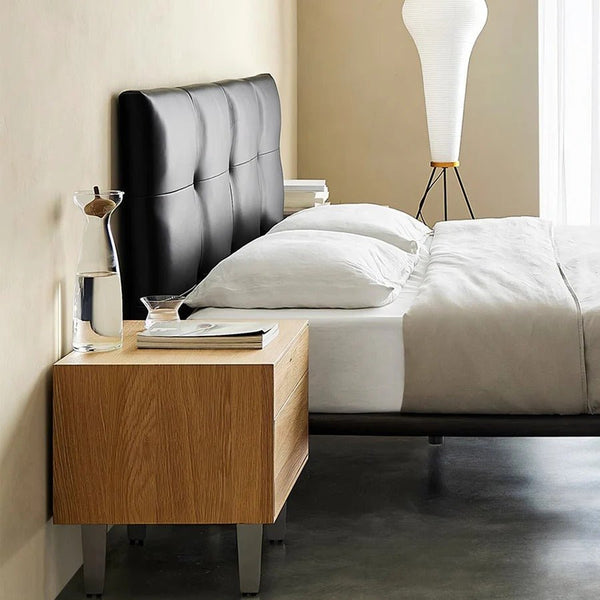 Ines Floating Bed – King / Super King Size Luxury Bed Frame in Real Leather, Modern Contemporary Design, Black Upholstered Platform Bed with Wooden & Steel Structure - Sleek Furniture