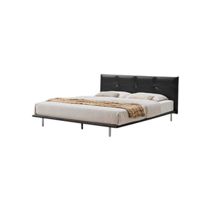 Ines Floating Bed – King / Super King Size Luxury Bed Frame in Real Leather, Modern Contemporary Design, Black Upholstered Platform Bed with Wooden & Steel Structure - Sleek Furniture