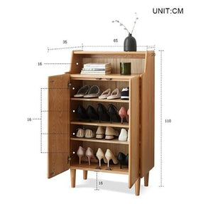 Jasper Modern Entryway Shoe Storage Cabinet in Light Oak Wood Finish - Sleek Furniture