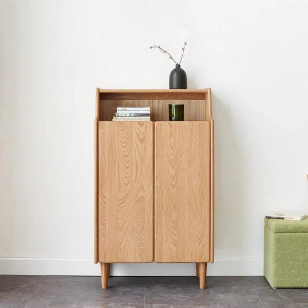 Jasper Modern Entryway Shoe Storage Cabinet in Light Oak Wood Finish - Sleek Furniture