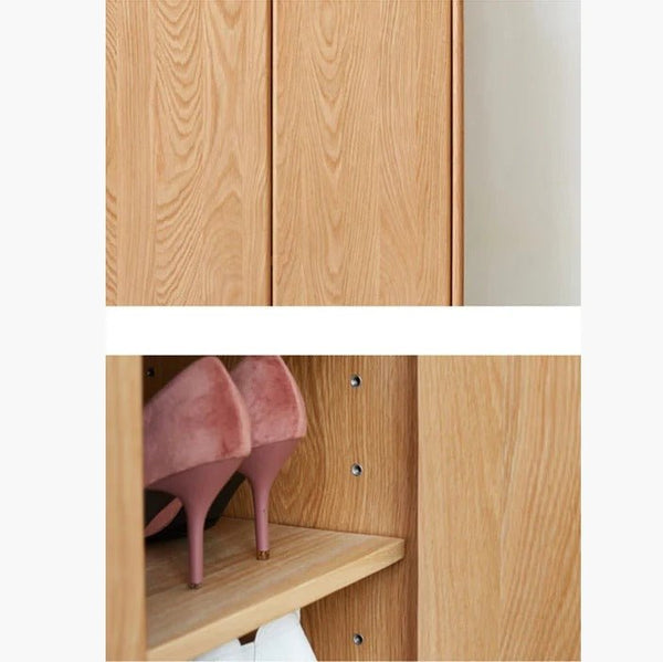 Jasper Modern Entryway Shoe Storage Cabinet in Light Oak Wood Finish - Sleek Furniture