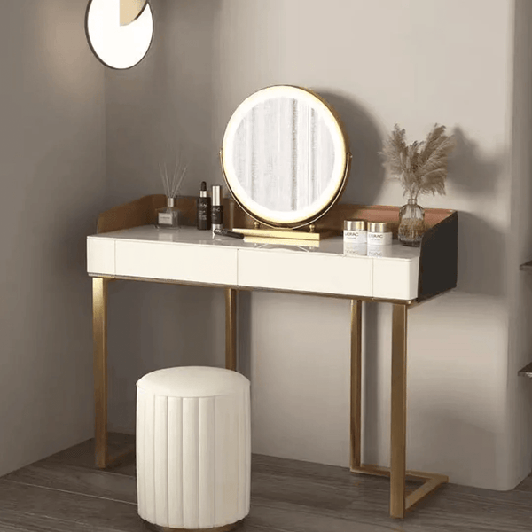 Jaxon Modern Dressing Table with Mirror, MDF Bedroom Vanity Table, Contemporary Makeup Desk with Storage Surface - Sleek Furniture